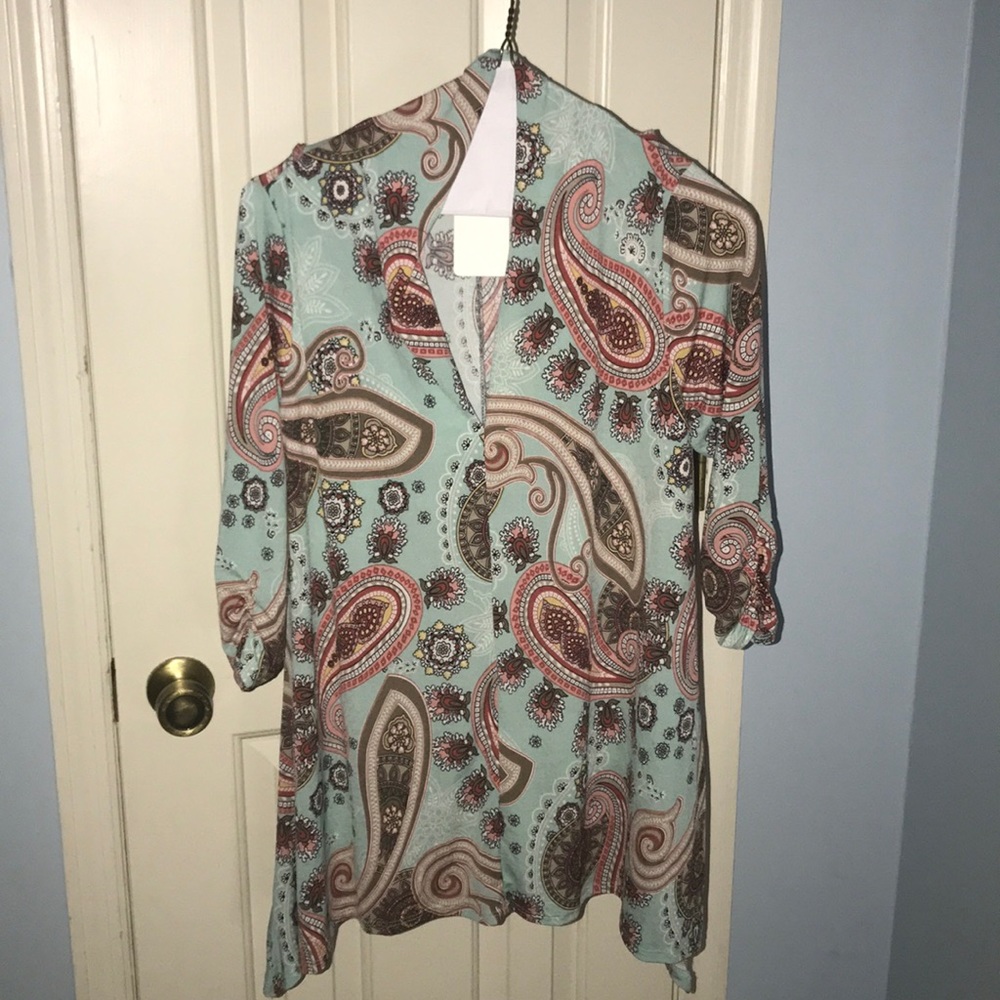 Mint Paisley Print blouse